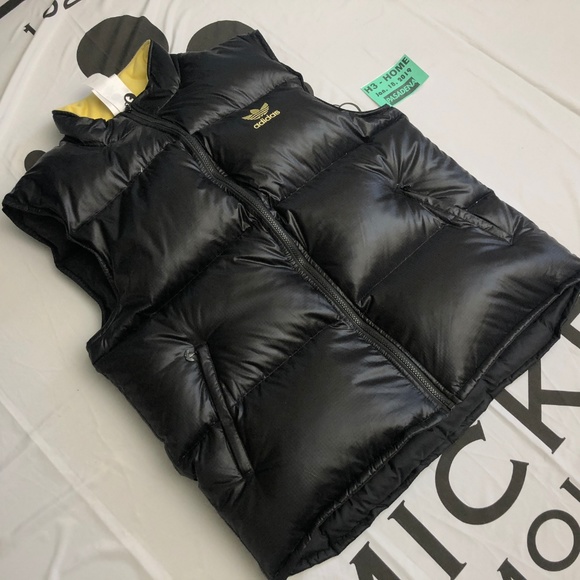 Vintage Men Adidas Trefoil Spell Out Black Vest L - Picture 2 of 8